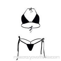 Afom Women Sexy Halterneck Tiny Mini Micro Bra Charming Bikini G String Bottom Beachwear 2 Pieces Black B071S4F7VD